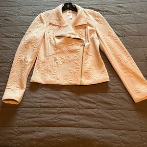 Chic Embossed Blush Pink Jacket